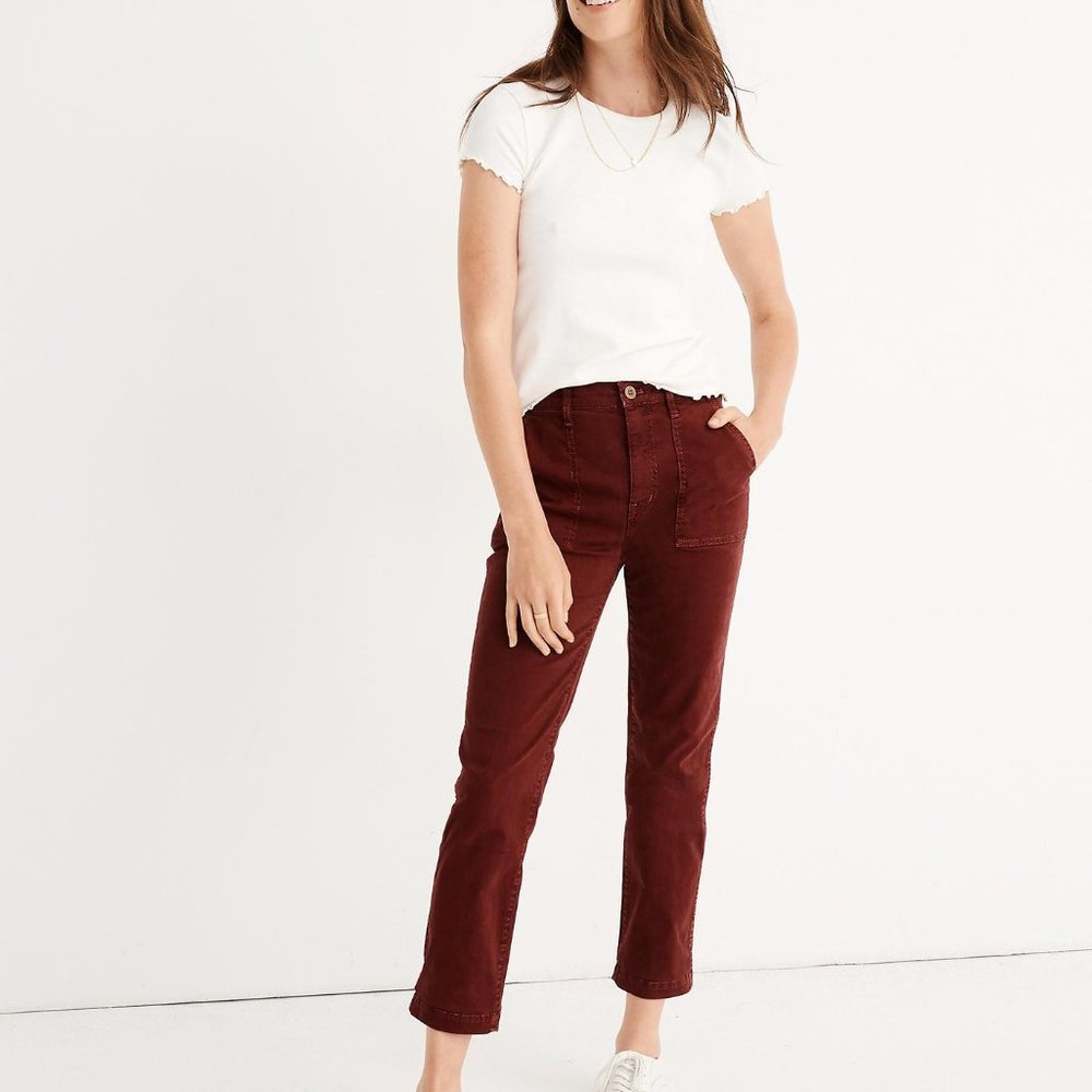 Madewell Burgundy Stovepipe Fatigue Pants in 32
